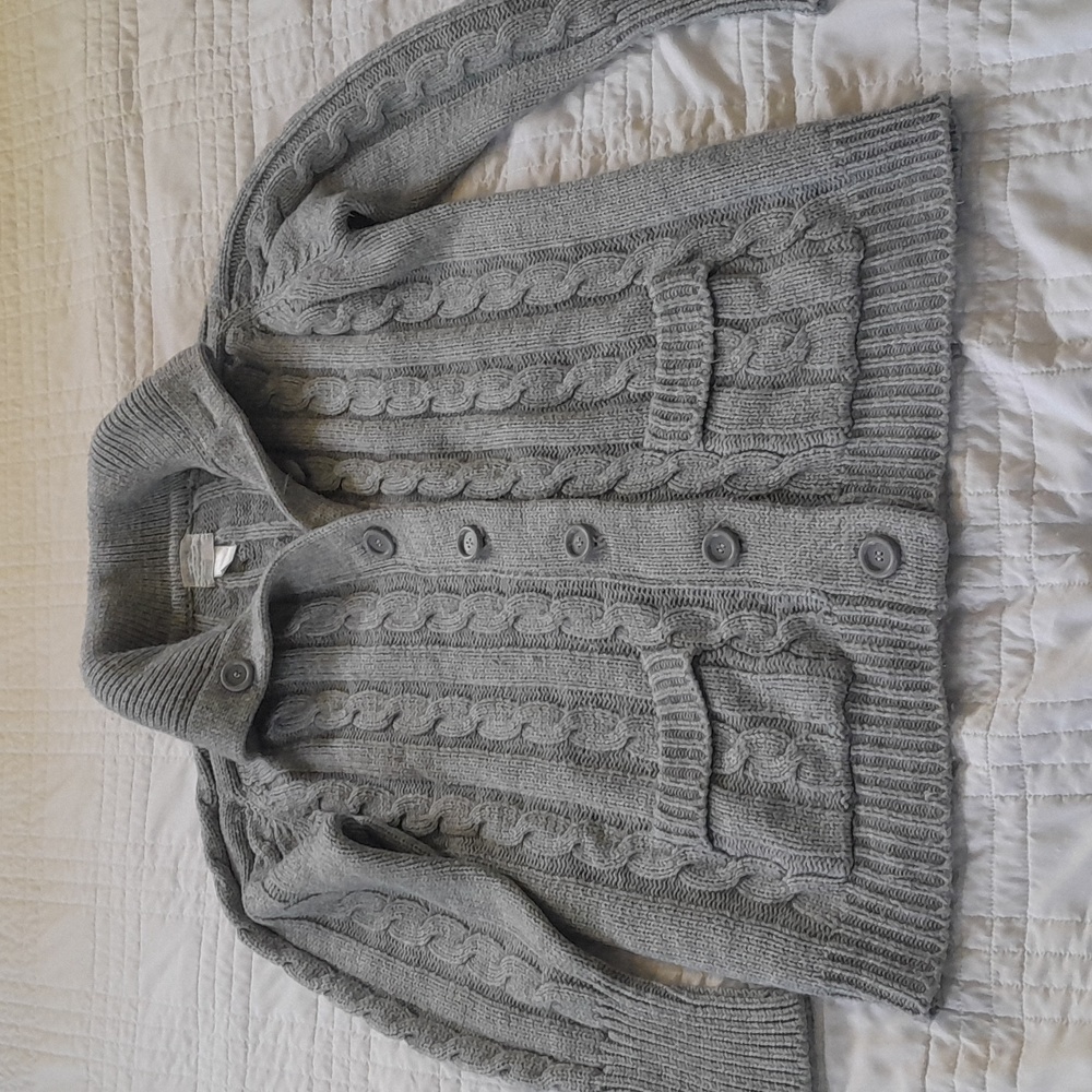 Vintage 1960s 60s Sears Roebuck Acrylic Knit Cardigan Sweater Grey Size Large